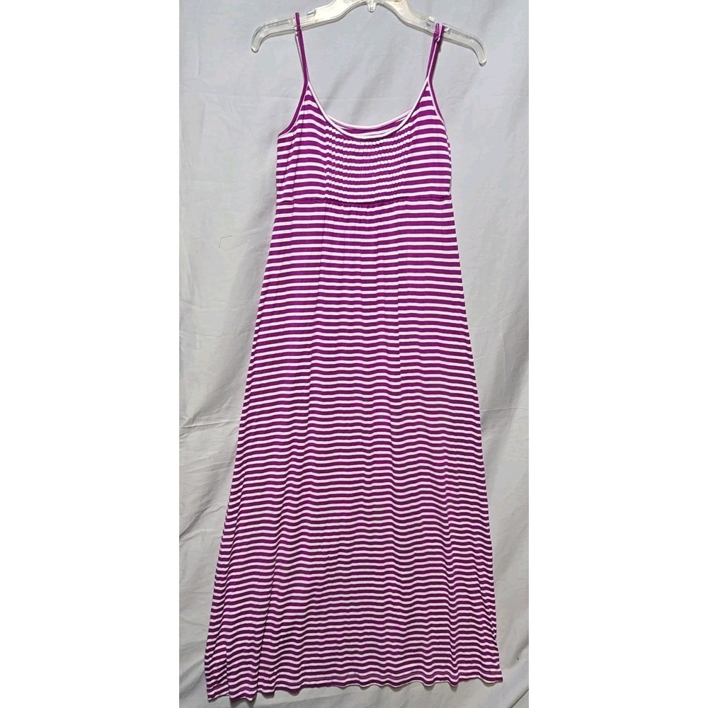 Calvin Klein Rayon Tank Dress 4 Striped Magenta White maxi Smocked